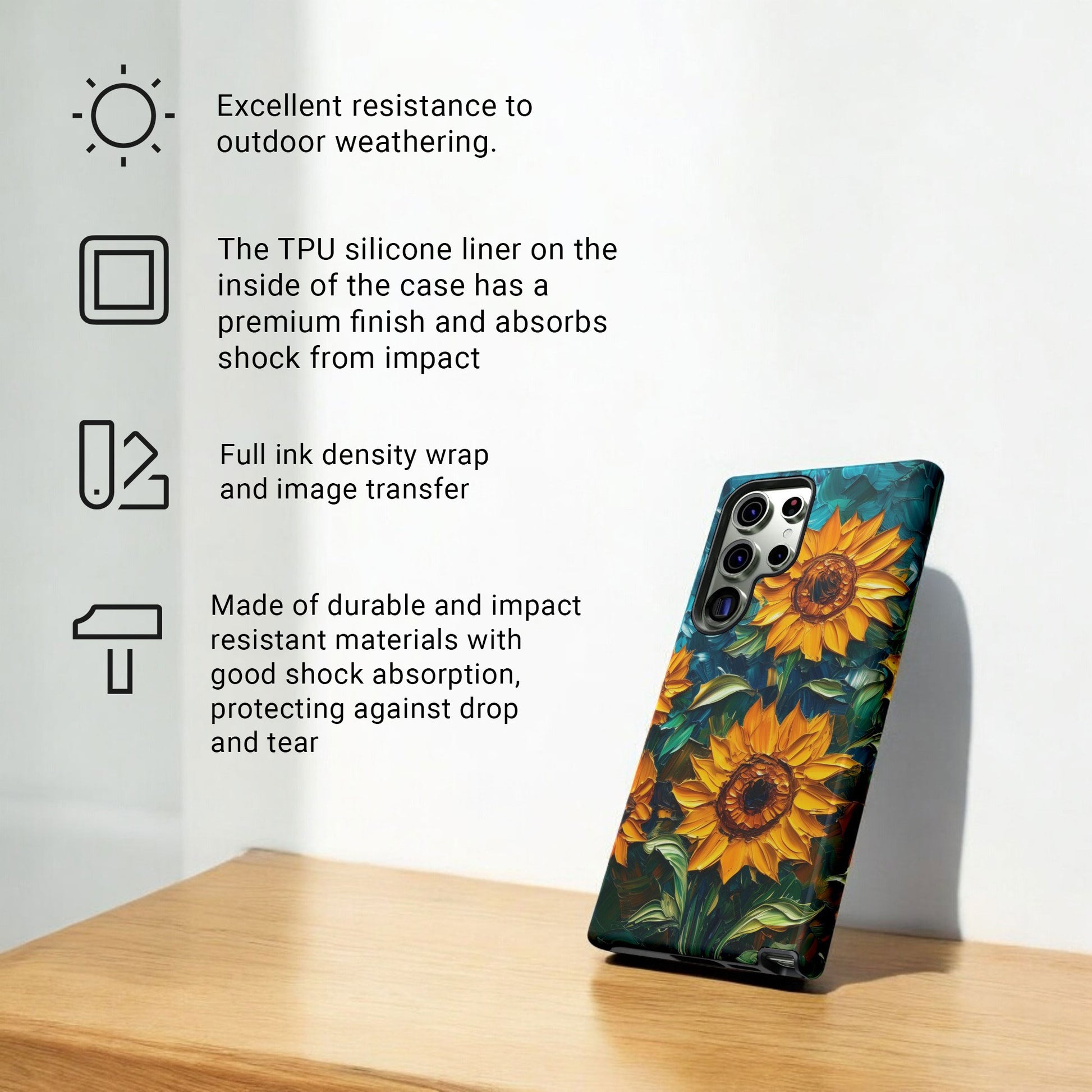 Sunflowers Phone Case Oil Painting Glass Floral Case Flower Lovers Gift - Tough Case for Samsung Galaxy