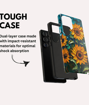 Sunflowers Phone Case Oil Painting Glass Floral Case Flower Lovers Gift - Tough Case for Samsung Galaxy
