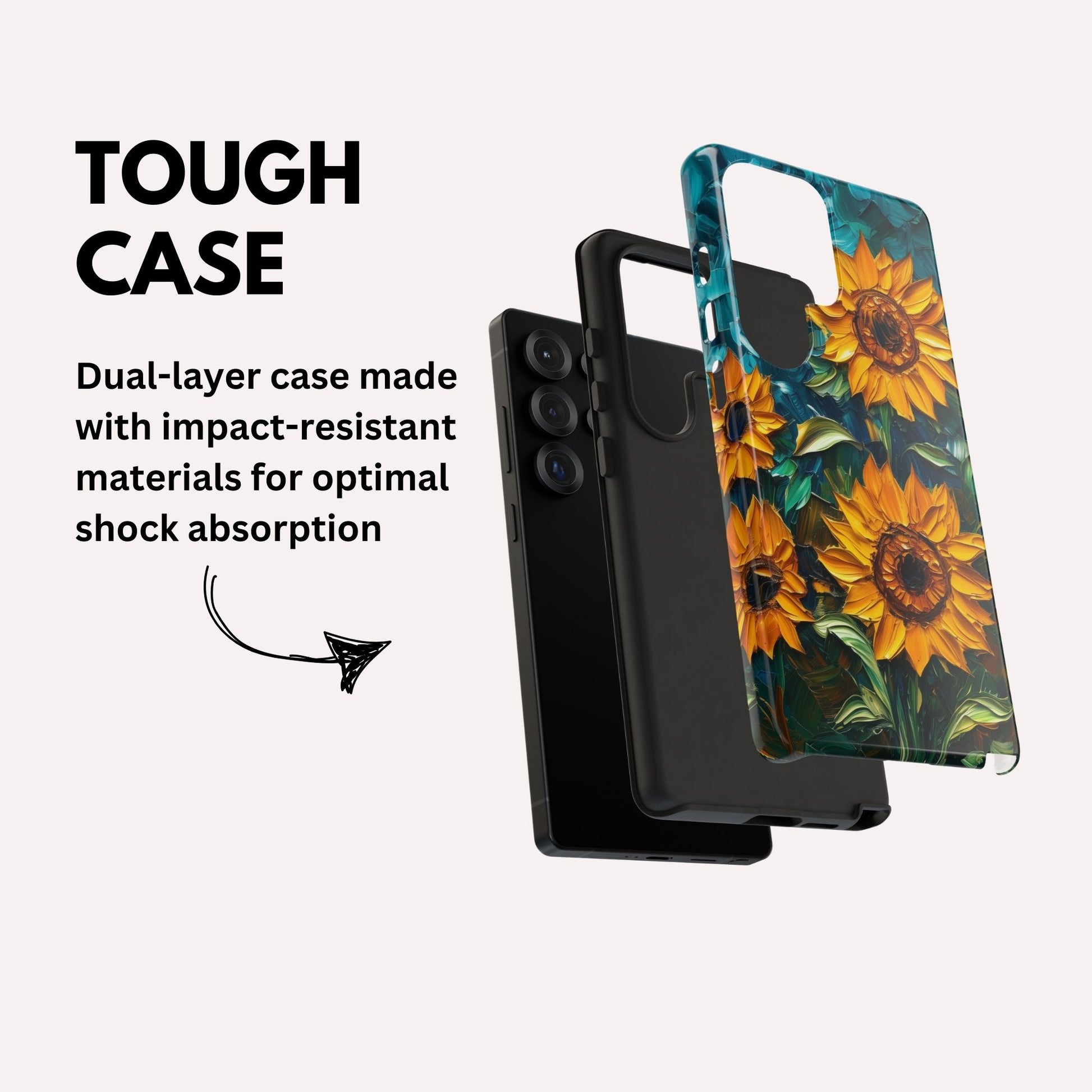 Sunflowers Phone Case Oil Painting Glass Floral Case Flower Lovers Gift - Tough Case for Samsung Galaxy