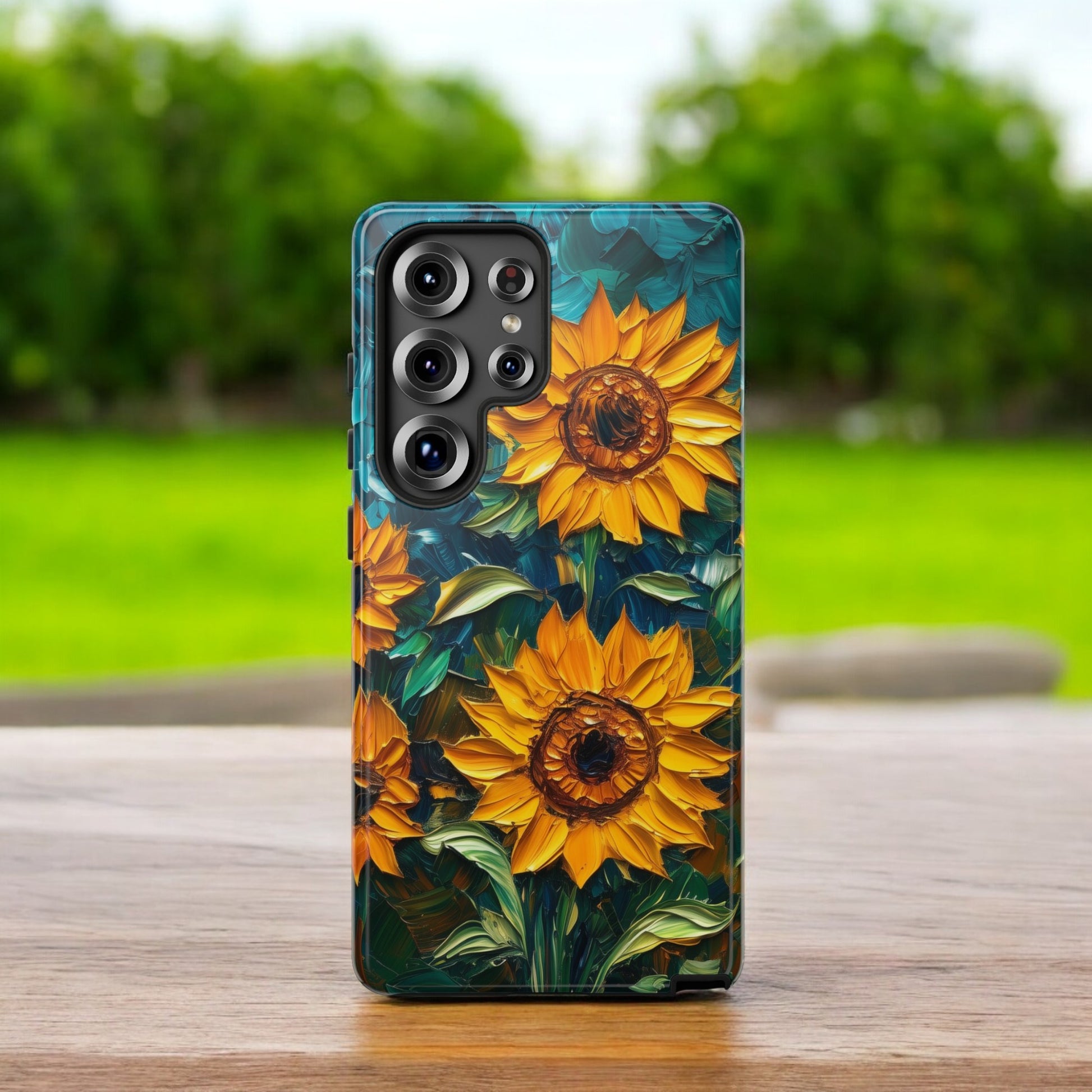 Sunflowers Phone Case Oil Painting Glass Floral Case Flower Lovers Gift - Tough Case for Samsung Galaxy