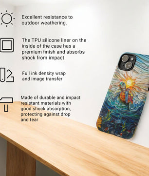 Sea Turtle Phone Case, Paper Quilling Design, Stained Glass Look - Tough Case for iPhone
