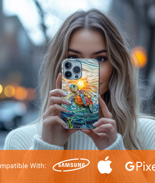 Sea Turtle Phone Case, Paper Quilling Design, Stained Glass Look - Tough Case for iPhone