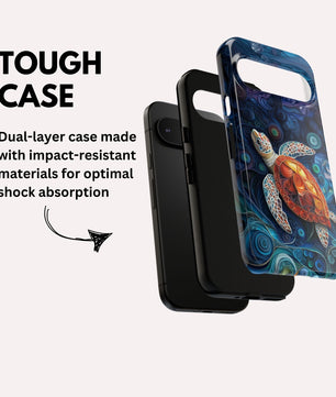 Sea Turtle Phone Case, Paper Quilling Design, Stained Glass Look - Tough Case For Google Pixel