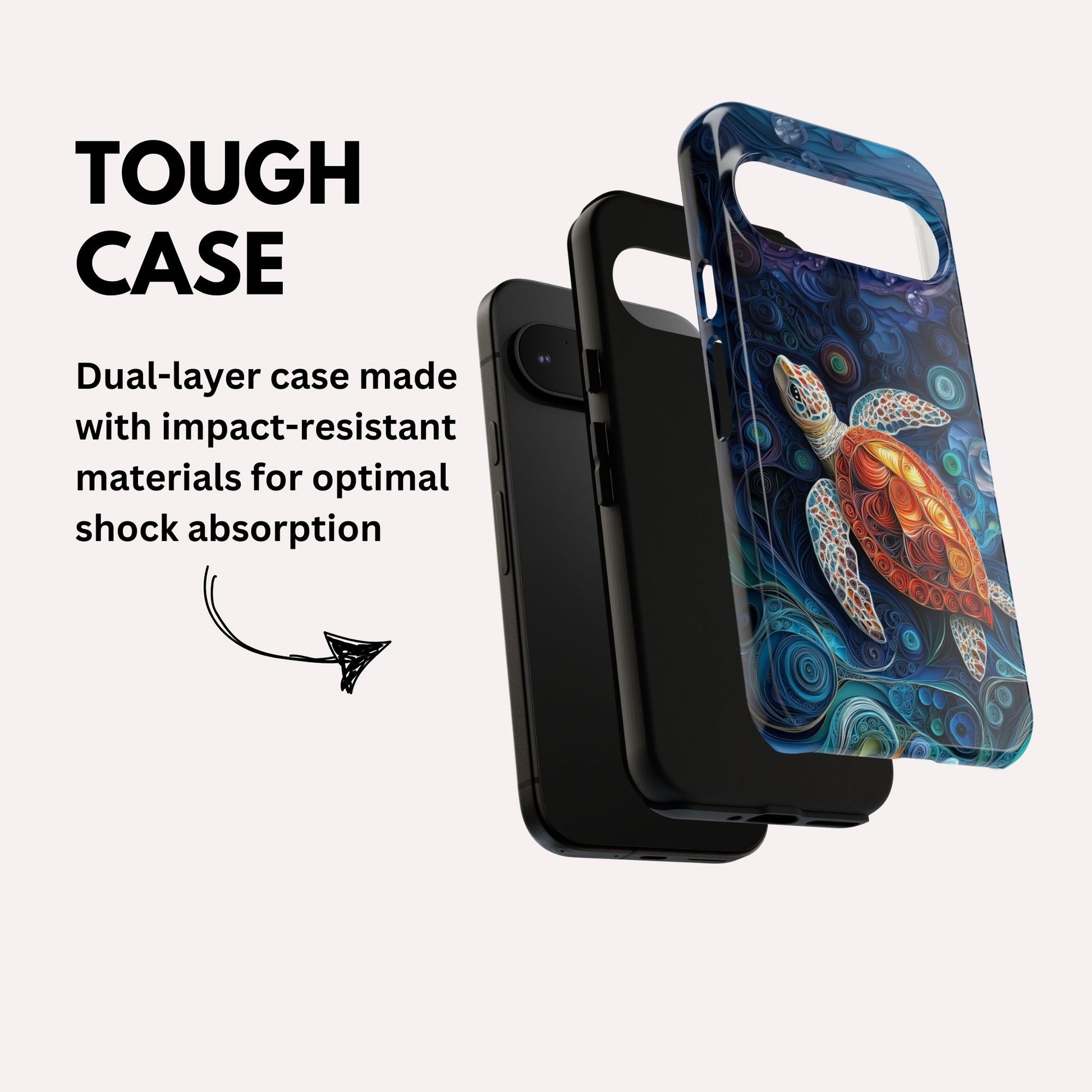 Sea Turtle Phone Case, Paper Quilling Design, Stained Glass Look - Tough Case For Google Pixel