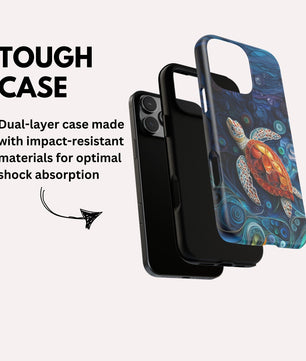 Sea Turtle Phone Case, Paper Quilling Design, Stained Glass Look - Tough Case for iPhone
