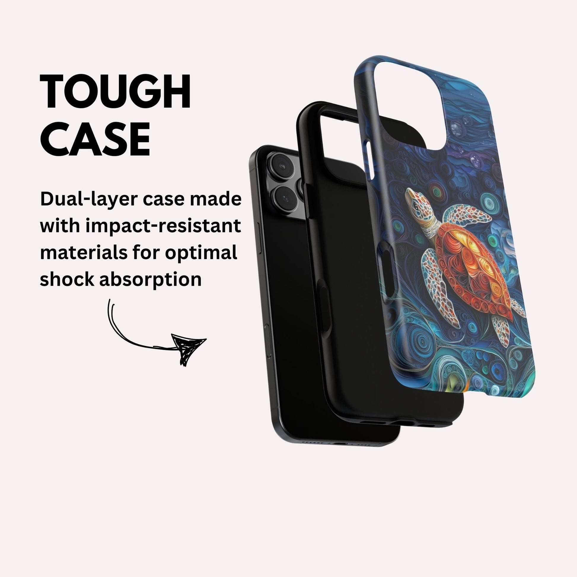 Sea Turtle Phone Case, Paper Quilling Design, Stained Glass Look - Tough Case for iPhone