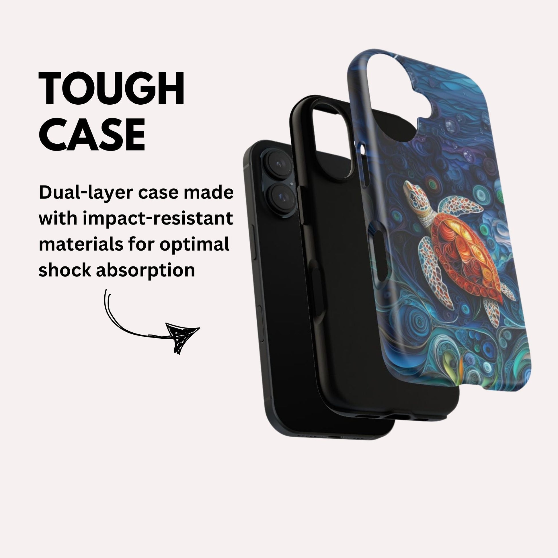 Sea Turtle Phone Case, Paper Quilling Design, Stained Glass Look - Tough Case for Samsung Galaxy