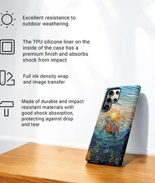 Sea Turtle Phone Case, Paper Quilling Design, Stained Glass Look - Tough Case for Samsung Galaxy