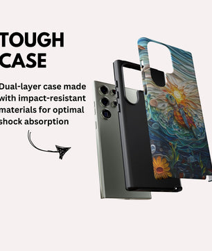 Sea Turtle Phone Case, Paper Quilling Design, Stained Glass Look - Tough Case for Samsung Galaxy