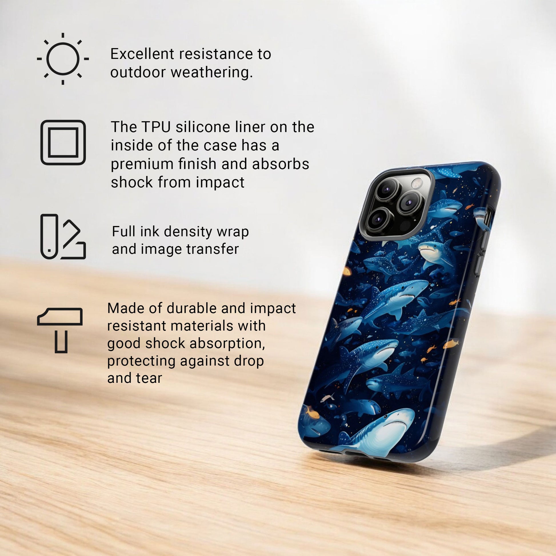 Shark iPhone Phone Case - Ocean Vibe, Marine Life - Tough Case for iPhone