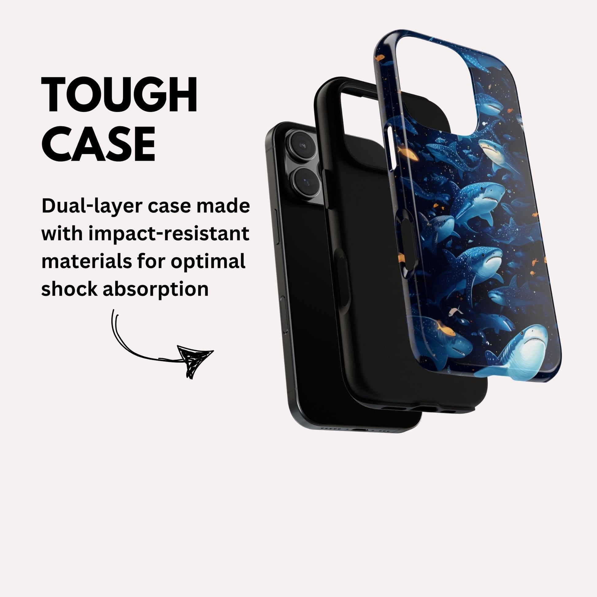 Shark iPhone Phone Case - Ocean Vibe, Marine Life - Tough Case for iPhone