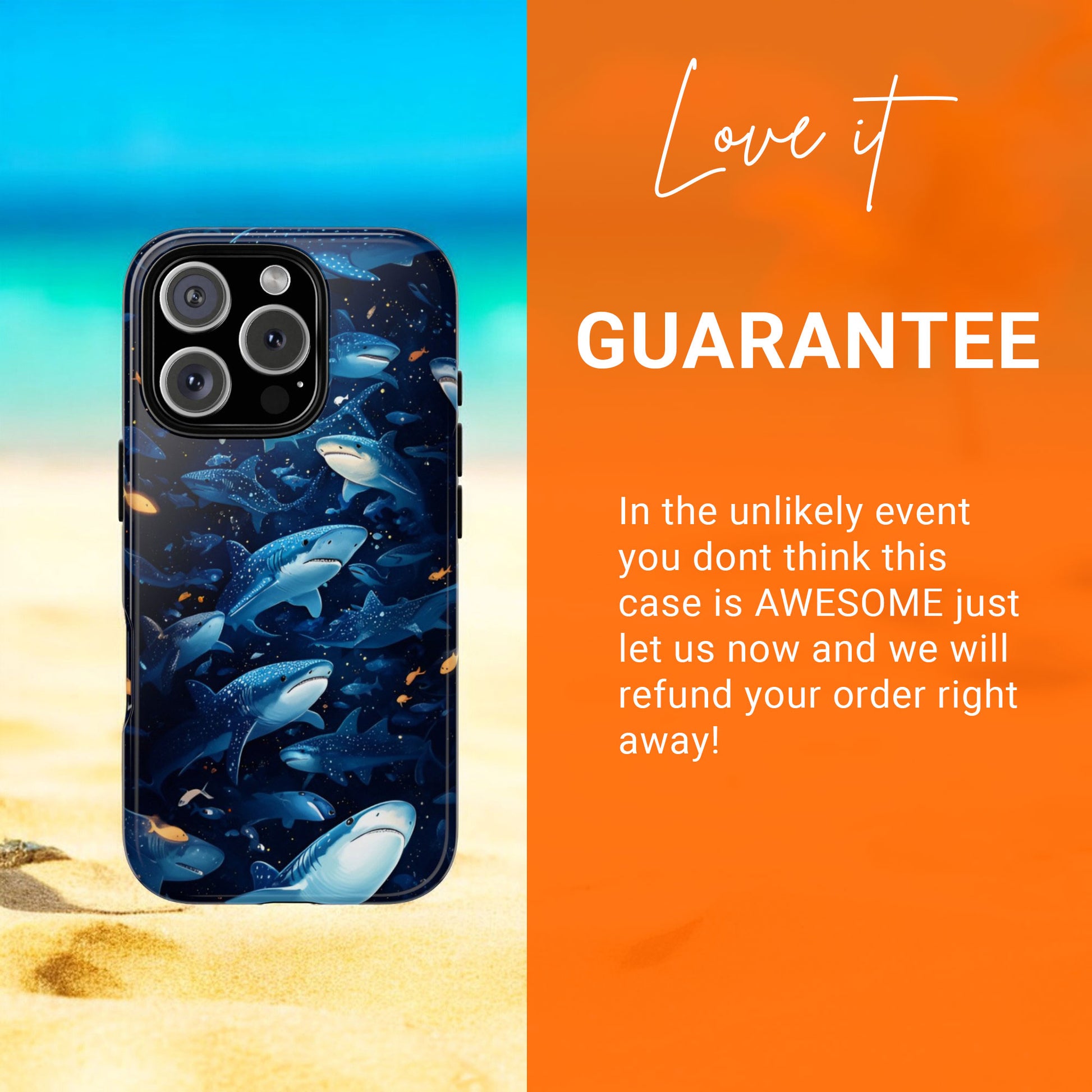 Shark iPhone Phone Case - Ocean Vibe, Marine Life - Tough Case for iPhone