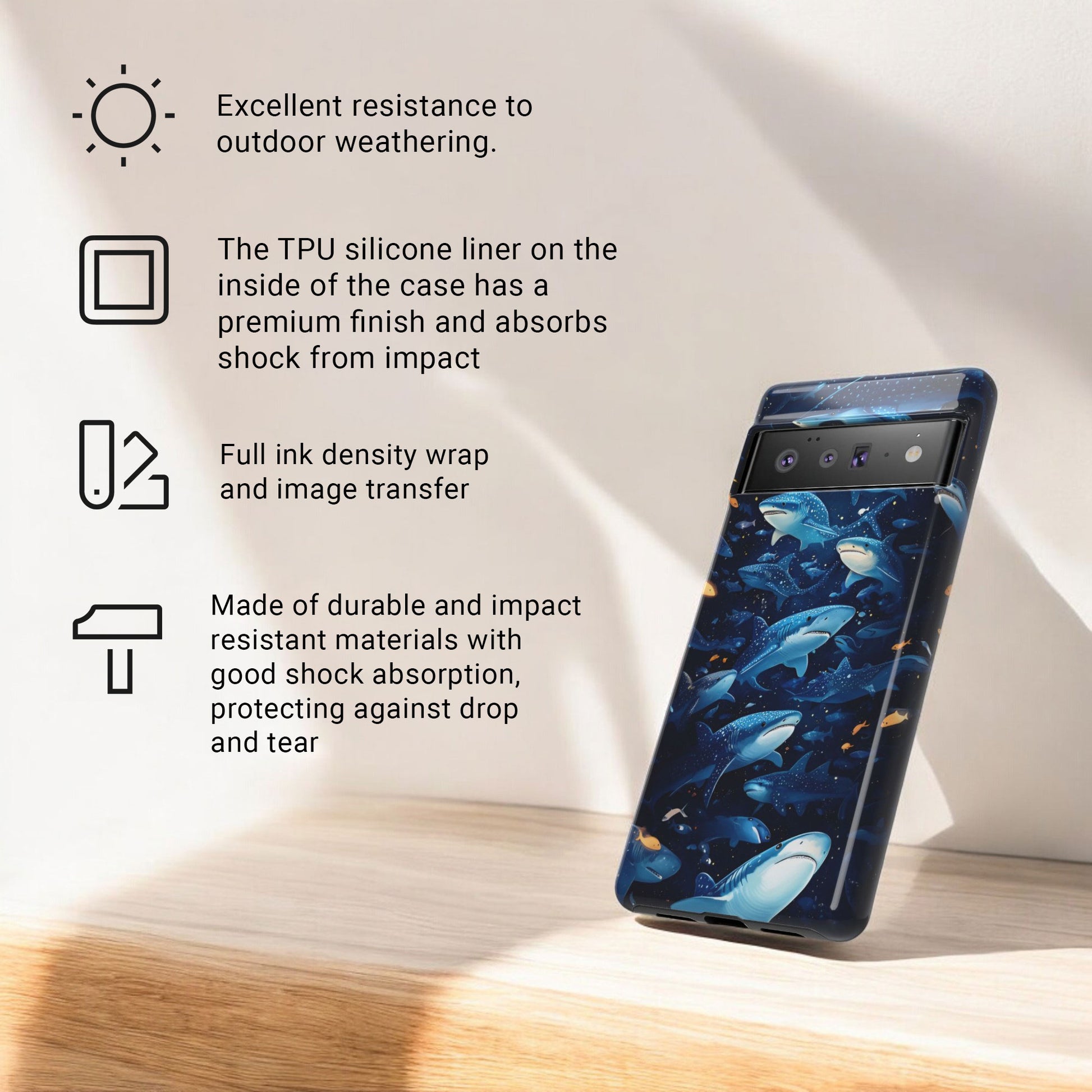 Shark Phone Case - Ocean Vibe, Marine Life - Tough Case For Google Pixel
