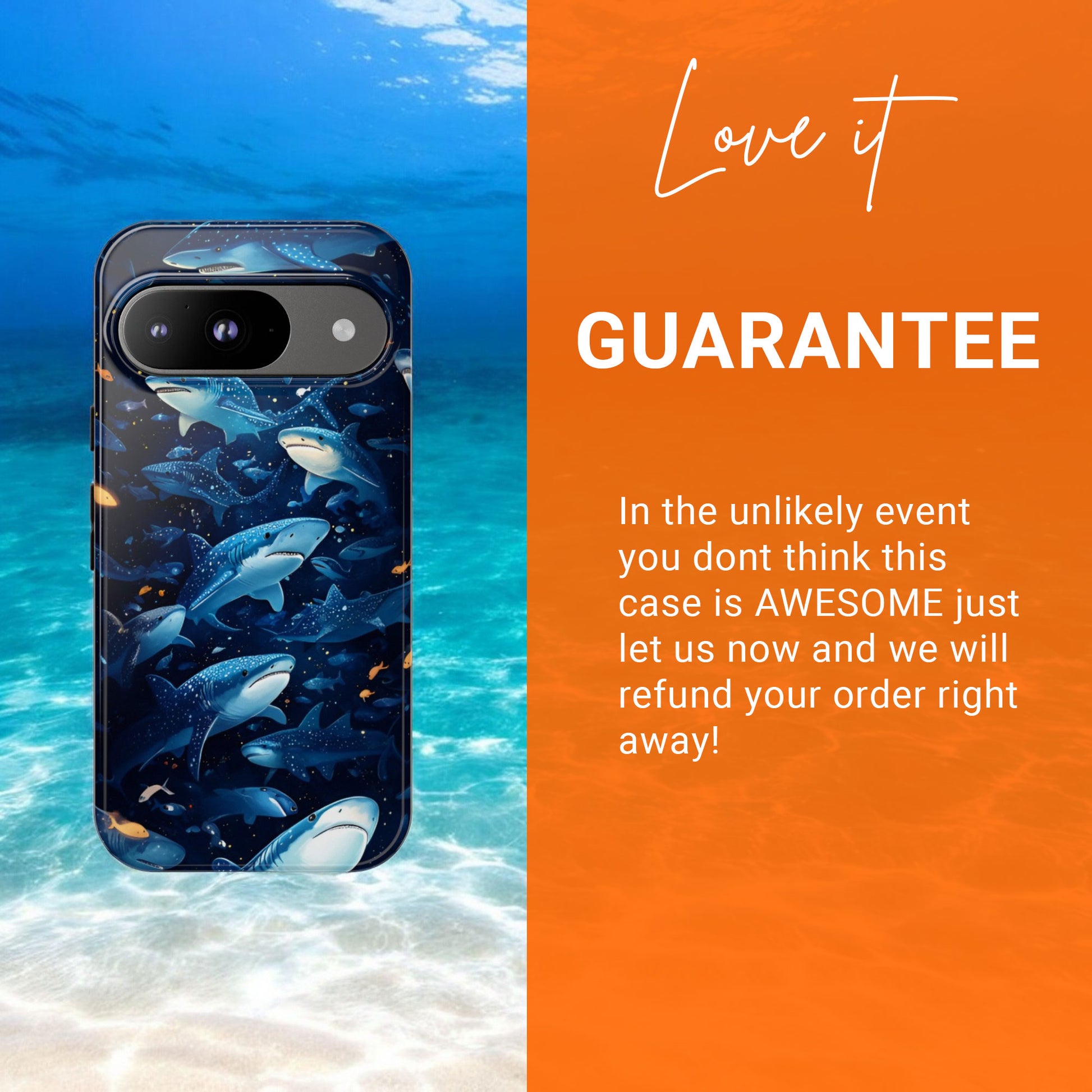 Shark Phone Case - Ocean Vibe, Marine Life - Tough Case For Google Pixel