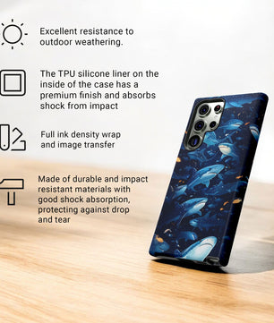 Shark Phone Case - Ocean Vibe, Marine Life - Tough Case for Samsung Galaxy