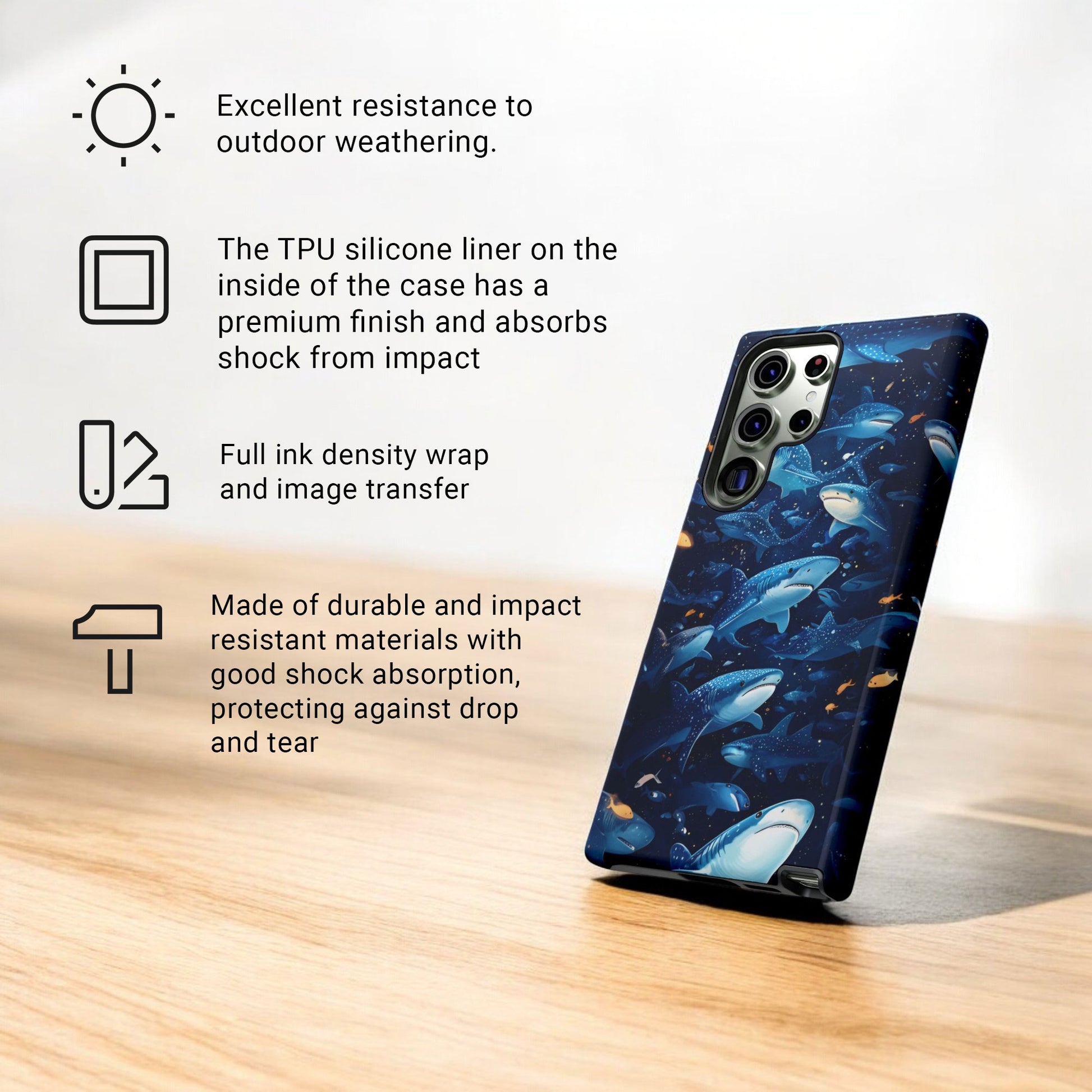 Shark Phone Case - Ocean Vibe, Marine Life - Tough Case for Samsung Galaxy