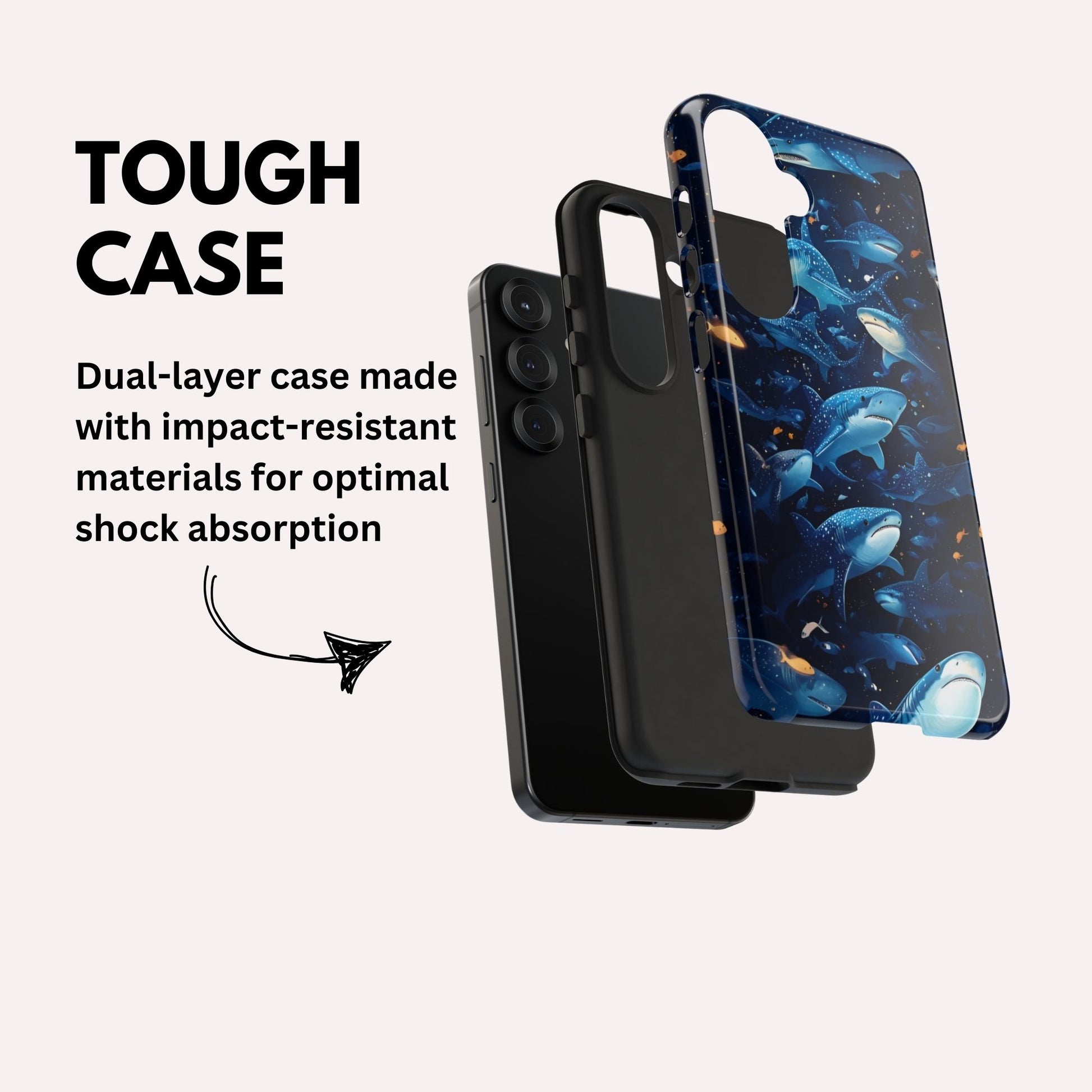 Shark Phone Case - Ocean Vibe, Marine Life - Tough Case for Samsung Galaxy