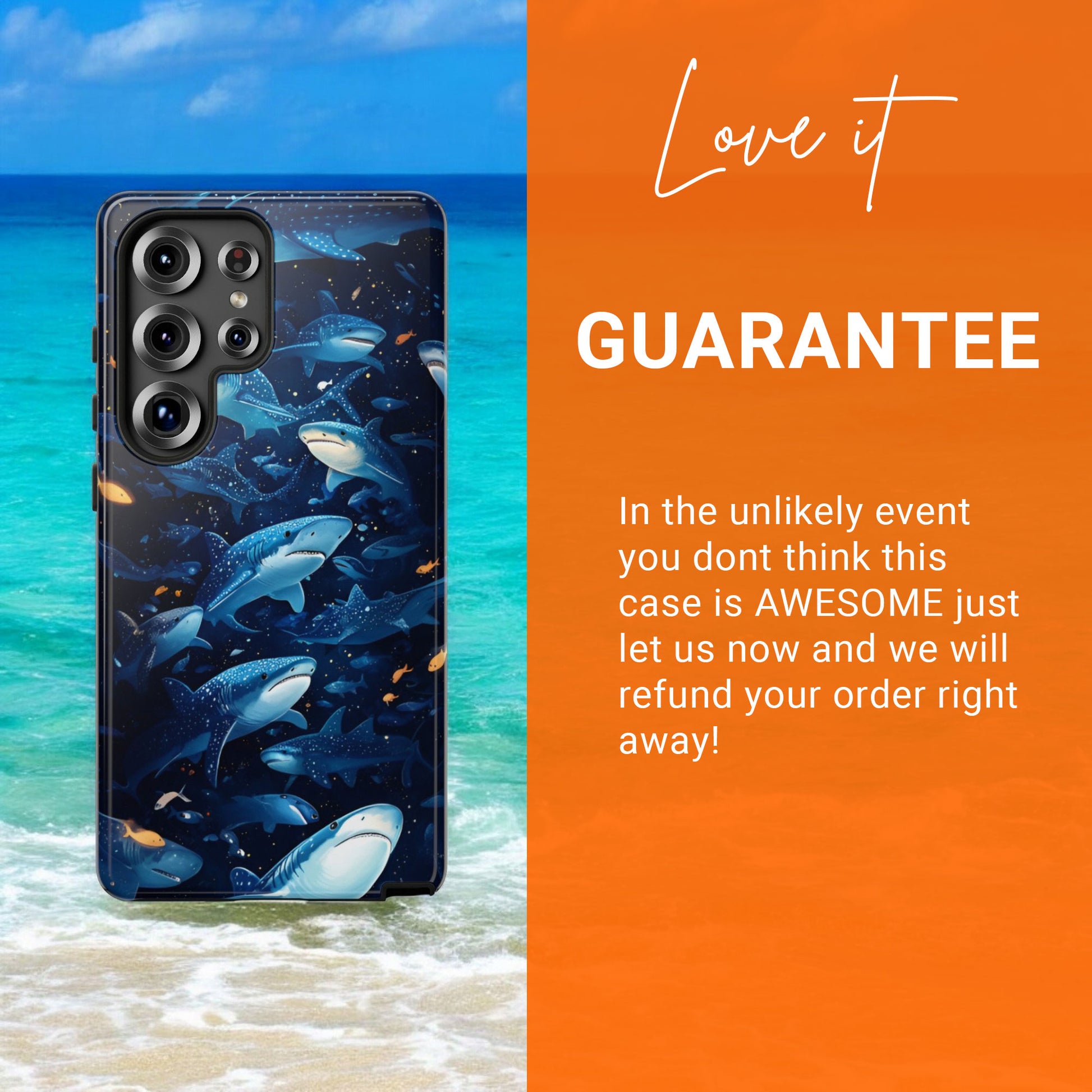 Shark Phone Case - Ocean Vibe, Marine Life - Tough Case for Samsung Galaxy