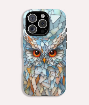 Owl Phone Case Stained Glass Effect Tough Cases for Bird Lovers for iPhone