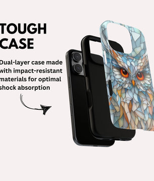 Owl Phone Case Stained Glass Effect Tough Cases for Bird Lovers for iPhone