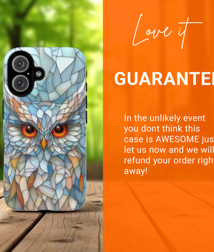 Owl Phone Case Stained Glass Effect Tough Cases for Bird Lovers for iPhone