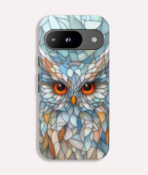Owl Phone Case Stained Glass Effect Tough Cases for Bird Lovers for Google Pixel