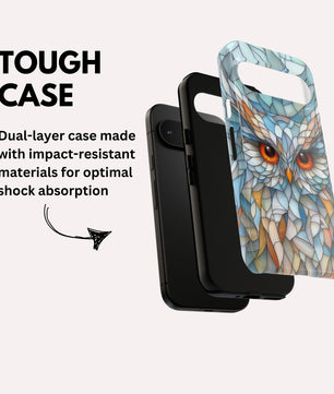 Owl Phone Case Stained Glass Effect Tough Cases for Bird Lovers for Google Pixel