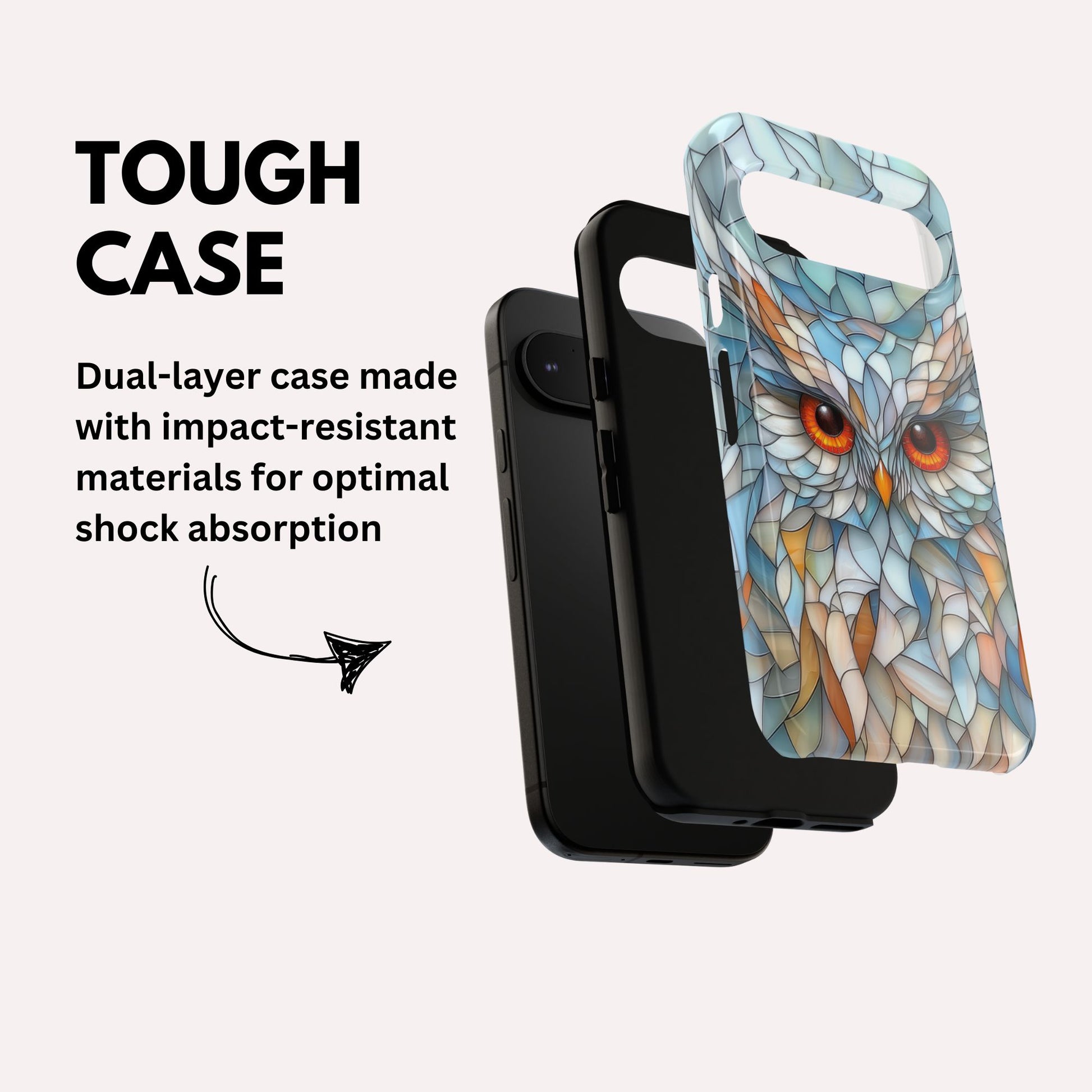Owl Phone Case Stained Glass Effect Tough Cases for Bird Lovers for Google Pixel