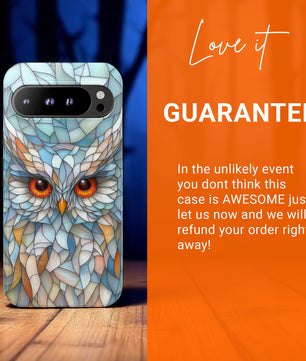 Owl Phone Case Stained Glass Effect Tough Cases for Bird Lovers for Google Pixel