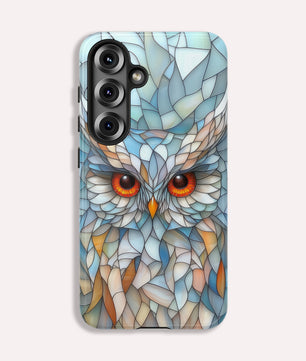 Owl Phone Case Stained Glass Effect Tough Cases for Bird Lovers  for Samsung Galaxy