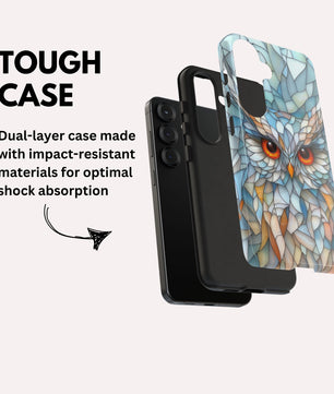 Owl Phone Case Stained Glass Effect Tough Cases for Bird Lovers  for Samsung Galaxy