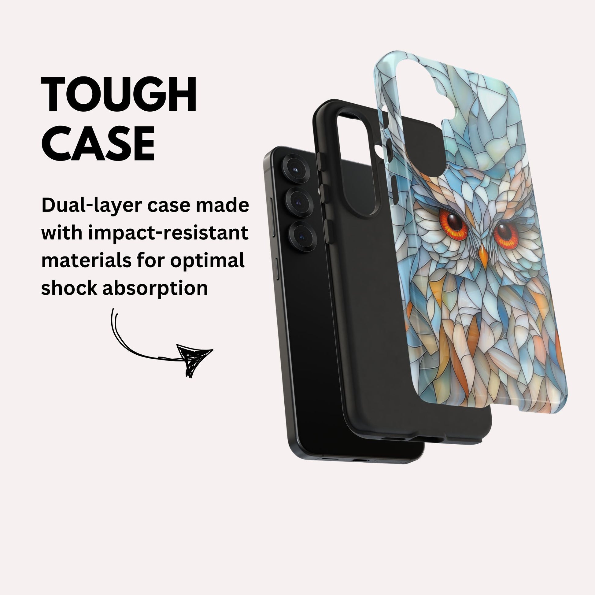 Owl Phone Case Stained Glass Effect Tough Cases for Bird Lovers  for Samsung Galaxy