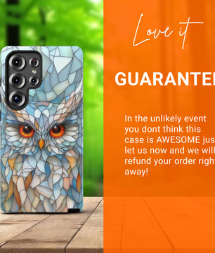Owl Phone Case Stained Glass Effect Tough Cases for Bird Lovers  for Samsung Galaxy