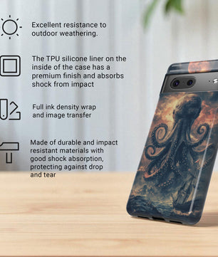 The Kraken - Moody Mythological Octopus Sea Design Tough Phone Case For Google Pixel 9 Pro XL, Pixel 8 Case Pixel 7 6 5