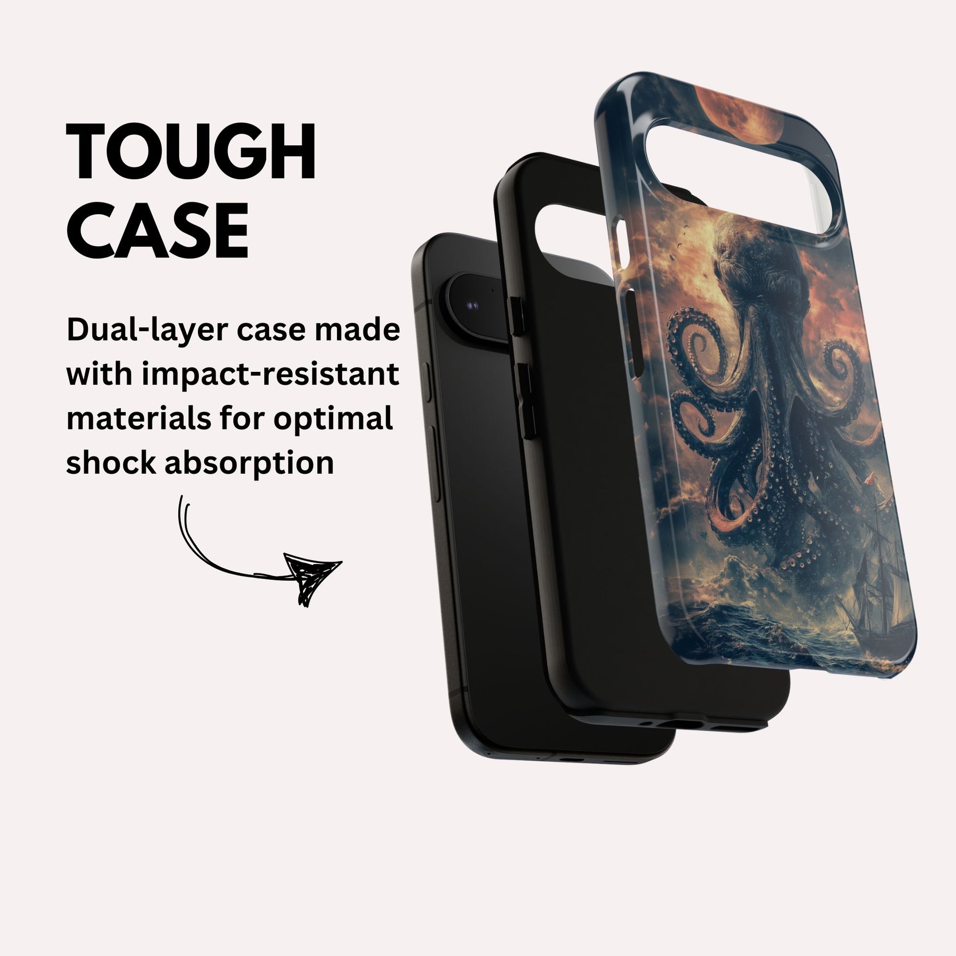 The Kraken - Moody Mythological Octopus Sea Design Tough Phone Case For Google Pixel 9 Pro XL, Pixel 8 Case Pixel 7 6 5