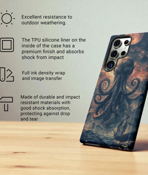 The Kraken - Moody Mythological Octopus Sea Design Tough Phone Case For Samsung Galaxy S25 S24 S23 S22 S21