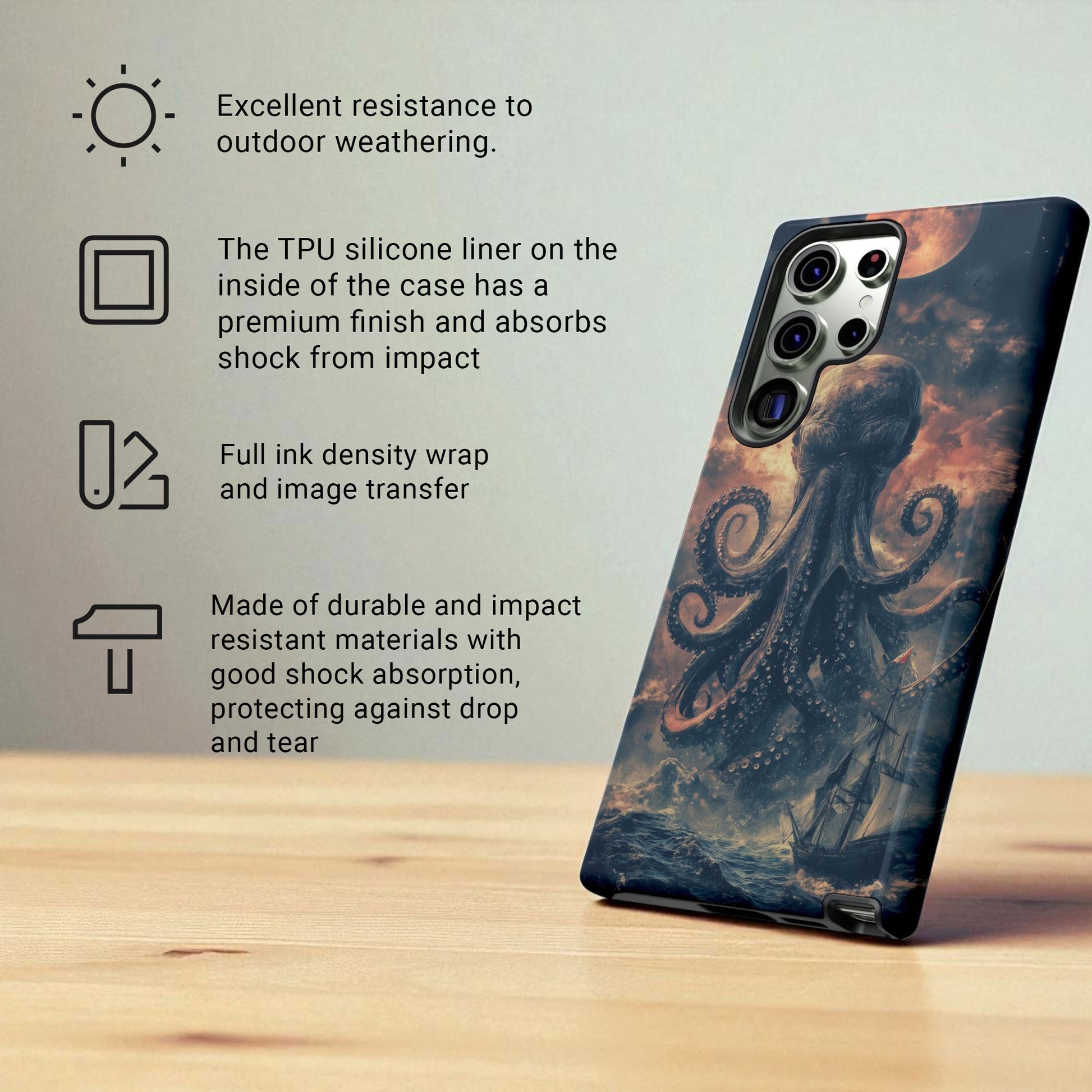The Kraken - Moody Mythological Octopus Sea Design Tough Phone Case For Samsung Galaxy S25 S24 S23 S22 S21