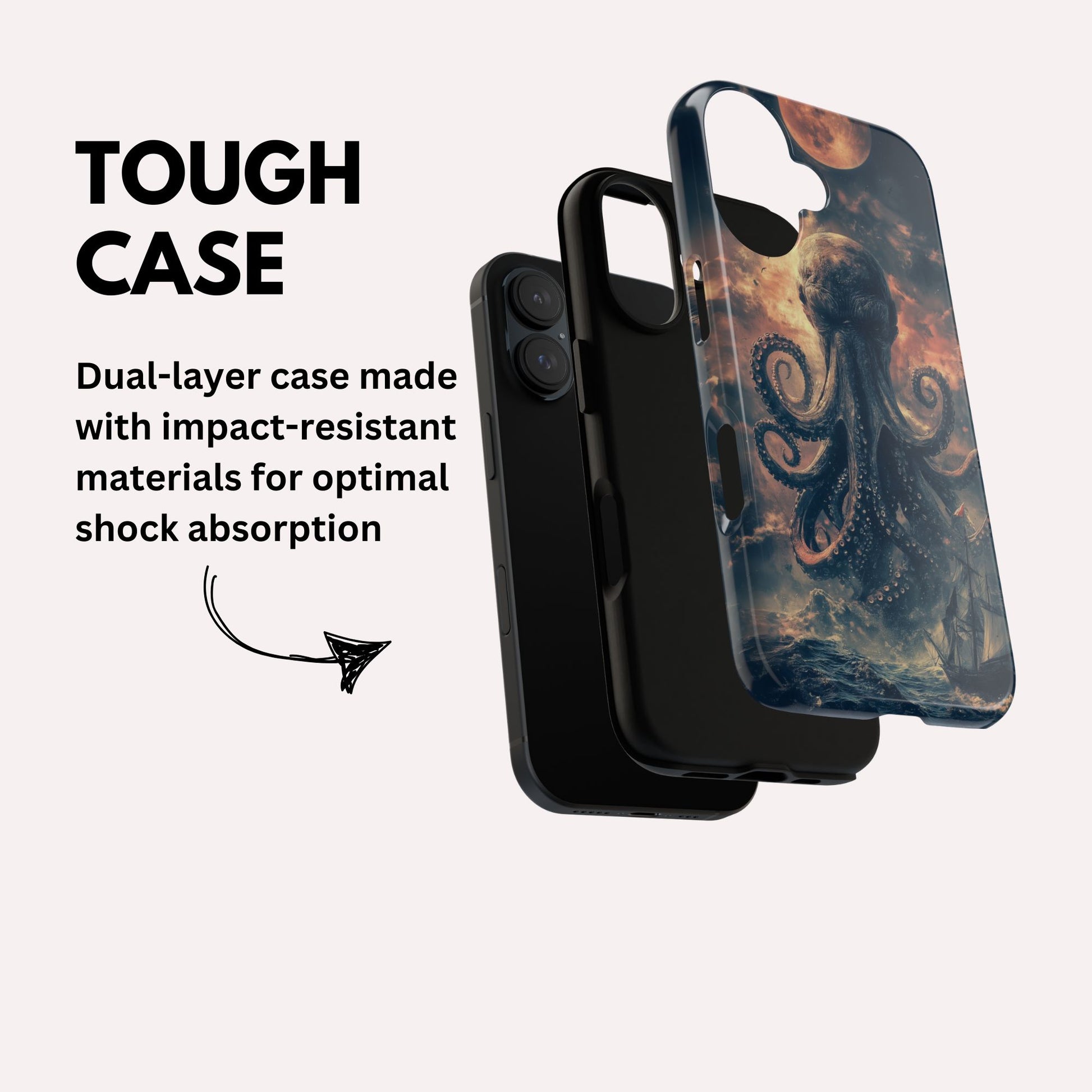 The Kraken - Moody Mythological Octopus Sea Design Tough Phone Case For Apple iPhone 16 15 14 13 12 11 10 9