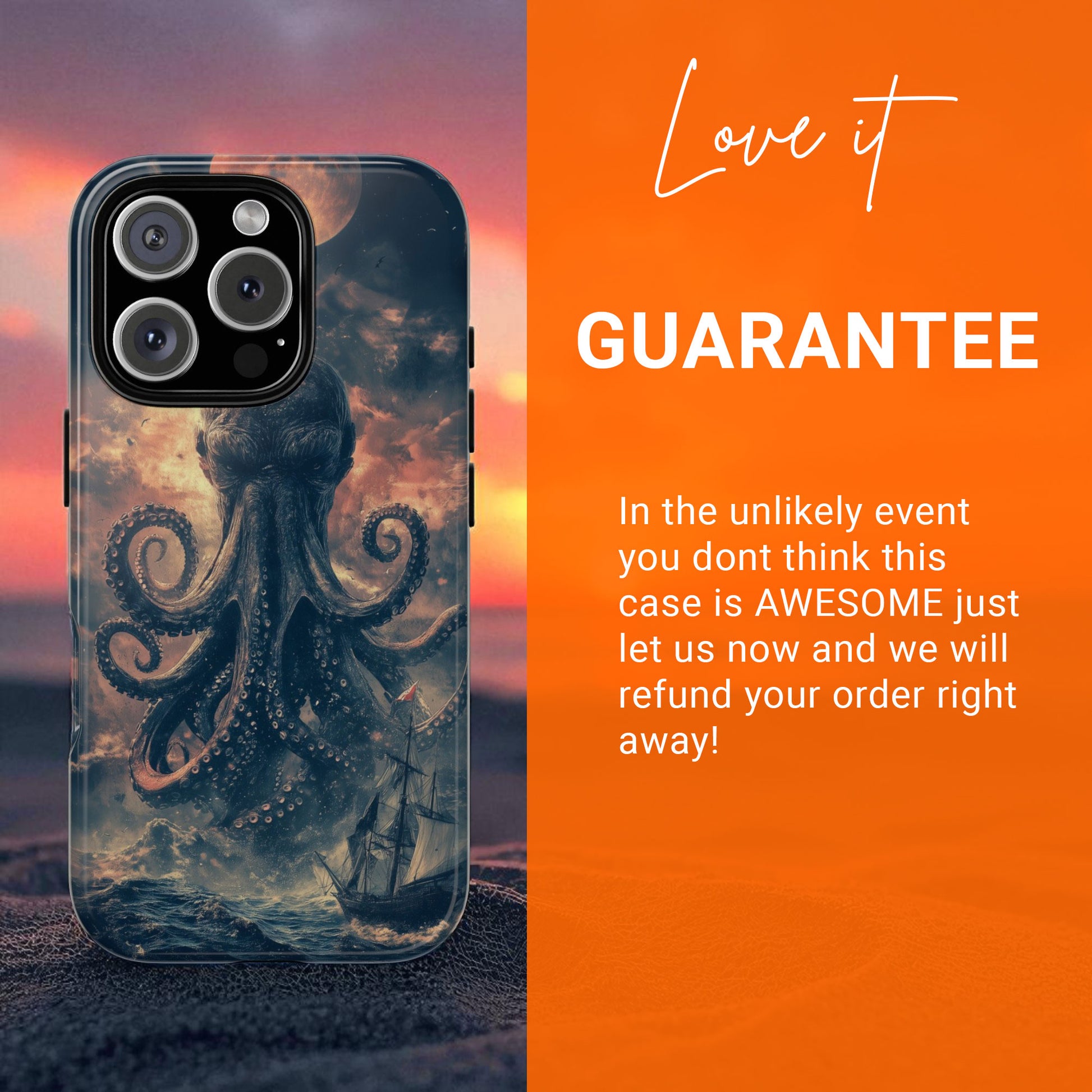 The Kraken - Moody Mythological Octopus Sea Design Tough Phone Case For Apple iPhone 16 15 14 13 12 11 10 9