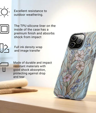 Wildflower Stained Glass Effect Tough Phone Case for iPhone 16 15 14 13 12 11 10 9 8