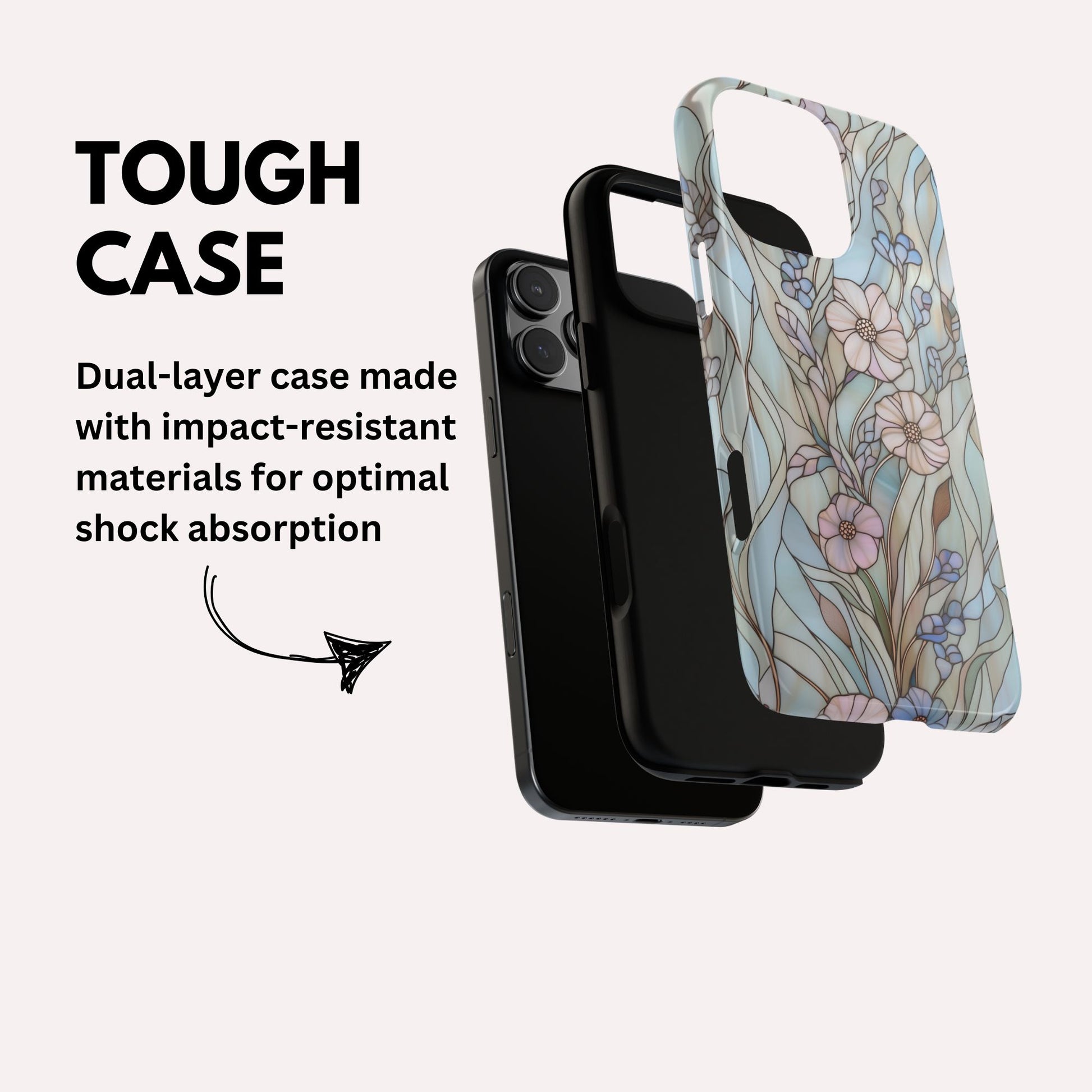 Wildflower Stained Glass Effect Tough Phone Case for iPhone 16 15 14 13 12 11 10 9 8