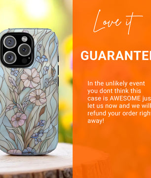 Wildflower Stained Glass Effect Tough Phone Case for iPhone 16 15 14 13 12 11 10 9 8