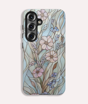 Wildflower Stained Glass Effect Tough Phone Case for Samsung Galaxy S25 S24 S23 S22 S21