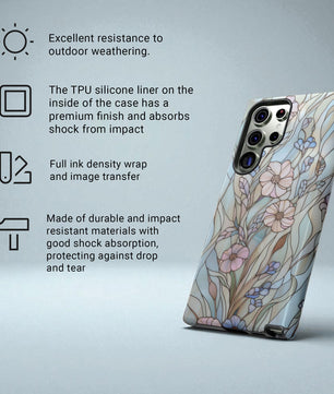 Wildflower Stained Glass Effect Tough Phone Case for Samsung Galaxy S25 S24 S23 S22 S21