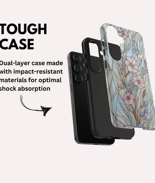 Wildflower Stained Glass Effect Tough Phone Case for Samsung Galaxy S25 S24 S23 S22 S21