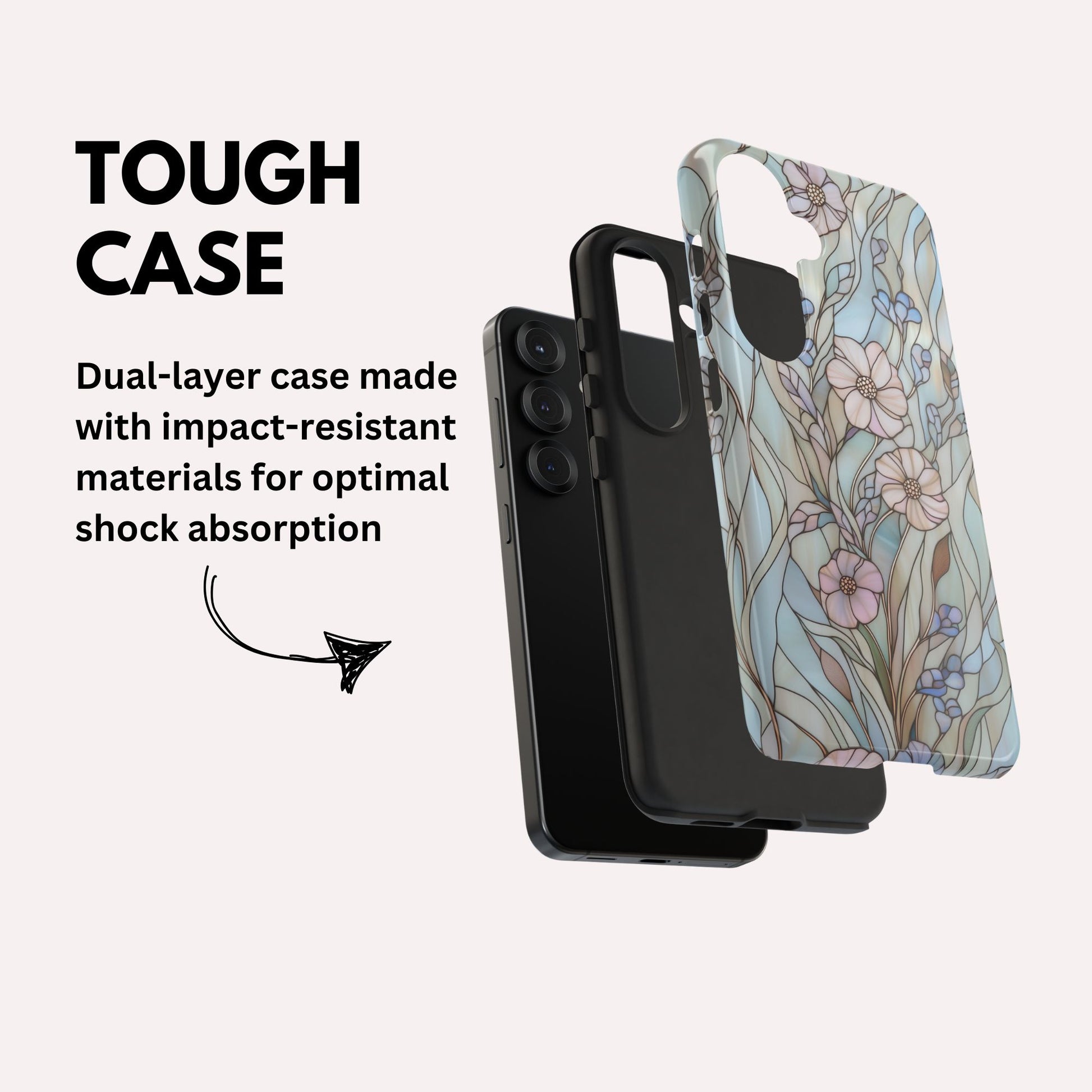 Wildflower Stained Glass Effect Tough Phone Case for Samsung Galaxy S25 S24 S23 S22 S21