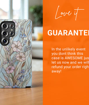 Wildflower Stained Glass Effect Tough Phone Case for Samsung Galaxy S25 S24 S23 S22 S21