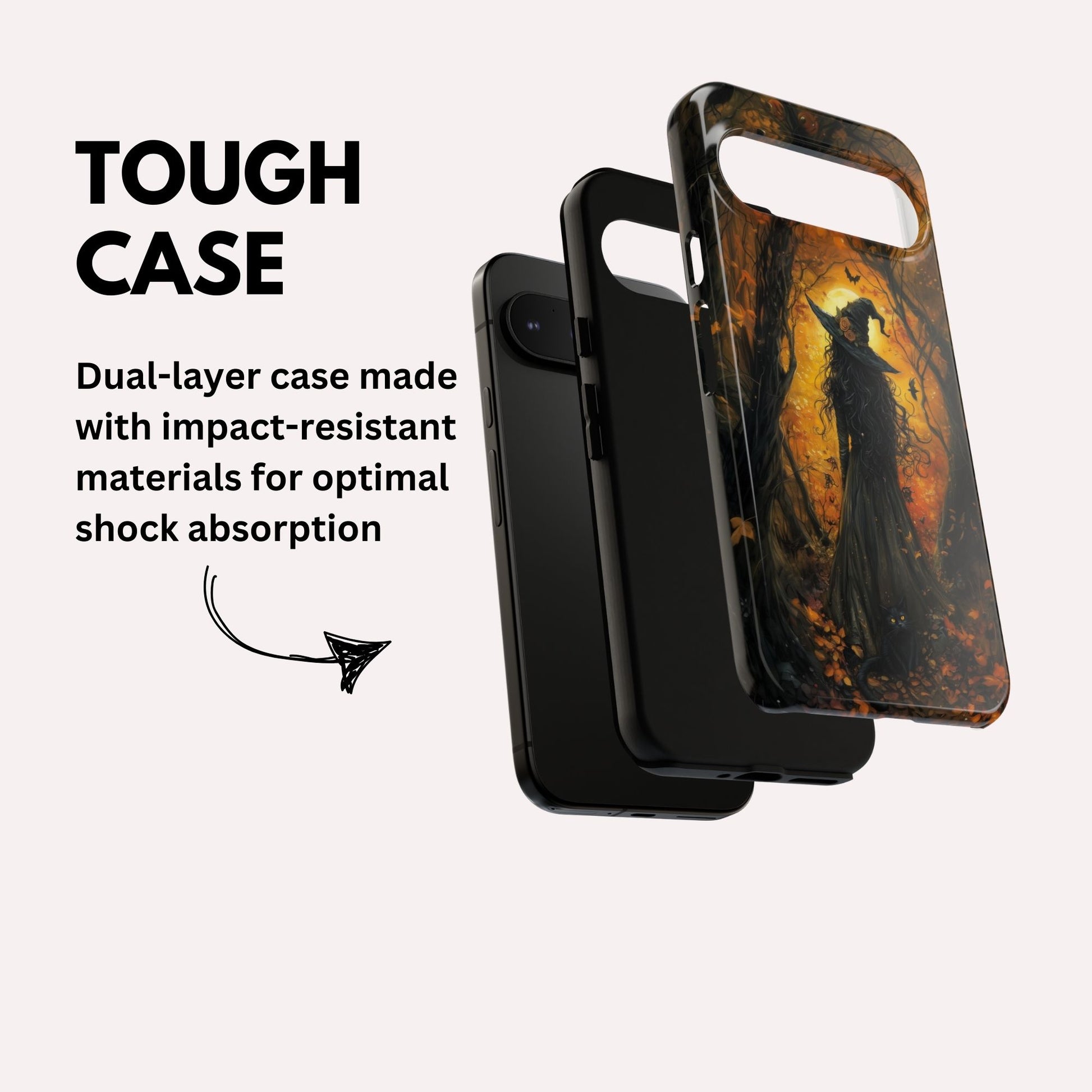 Gothic Witch And Cat Phone Case, Sugar Skull - Tough Case for Google Pixel
