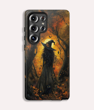Gothic Witch And Cat Phone Case, Sugar Skull - Tough Case for Samsung Galaxy