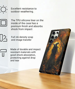 Gothic Witch And Cat Phone Case, Sugar Skull - Tough Case for Samsung Galaxy